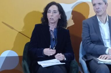 La viceconsejeraa vasca de Innovación, Jaione Ganzarain, durante la mesa de debate,