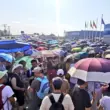 Protestas de empleados de la compañía aeronáutica, espacial y de defensa Airbus en la entrada de su complejo principal, en Getafe (Madrid). Firma: Industry Talks